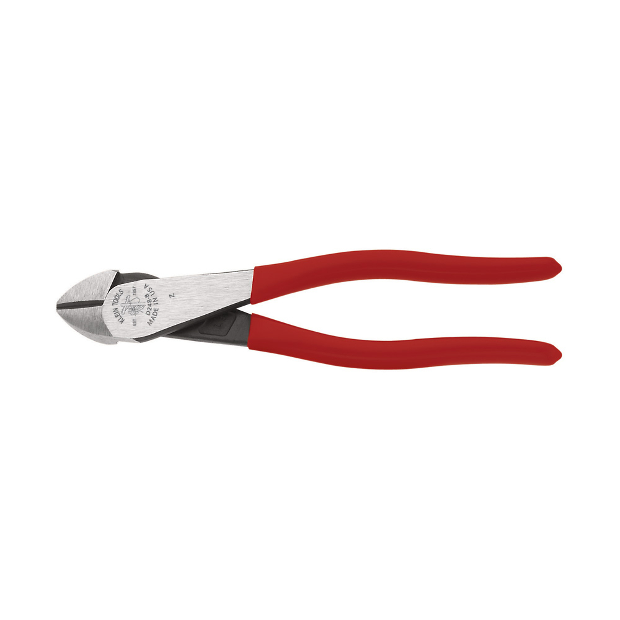 Klein Tools, Diagonal Cutting Pliers, Angled, Short Jaw, 8in., Jaw Capacity 0.75 in, Model# D248-8
